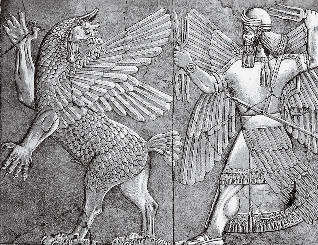 a warrior fighting a dragon